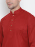 Men's Maroon Cotton Kurta and Pyjama Set